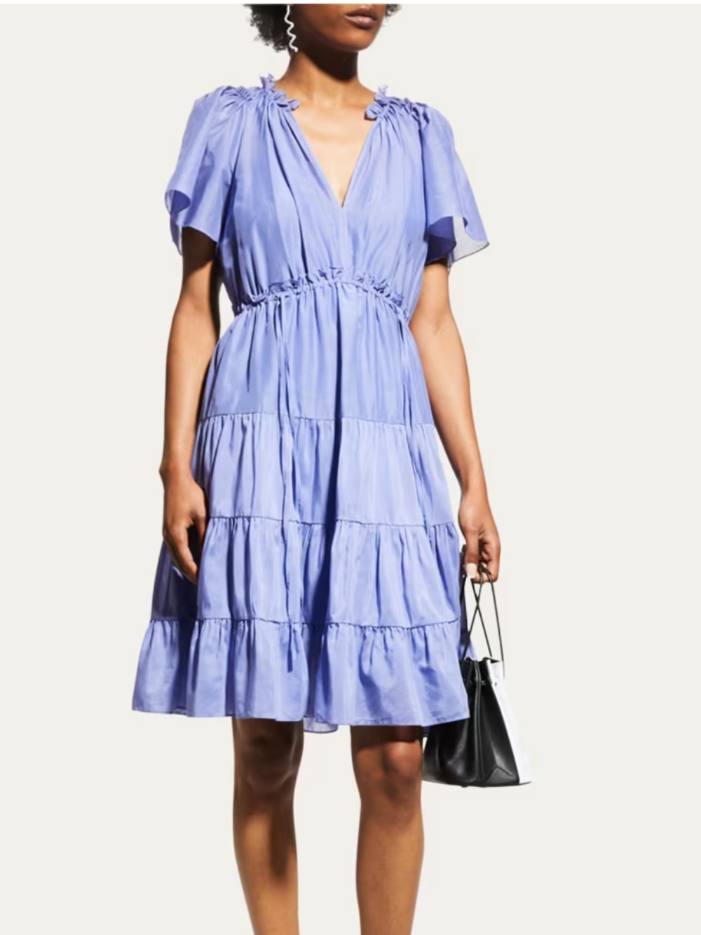 KOBI HALPERIN Casey Tiered Flutter-Sleeve Dress